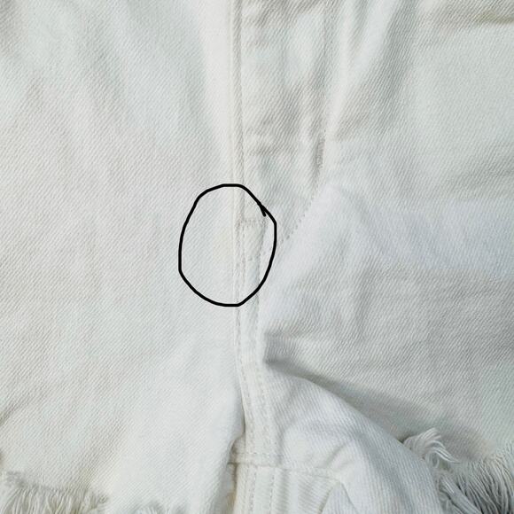 Levi's White Denim Cut Off Jean Shorts Womens Sz 28 Distressed Raw Hem Mid Rise - Picture 3 of 10